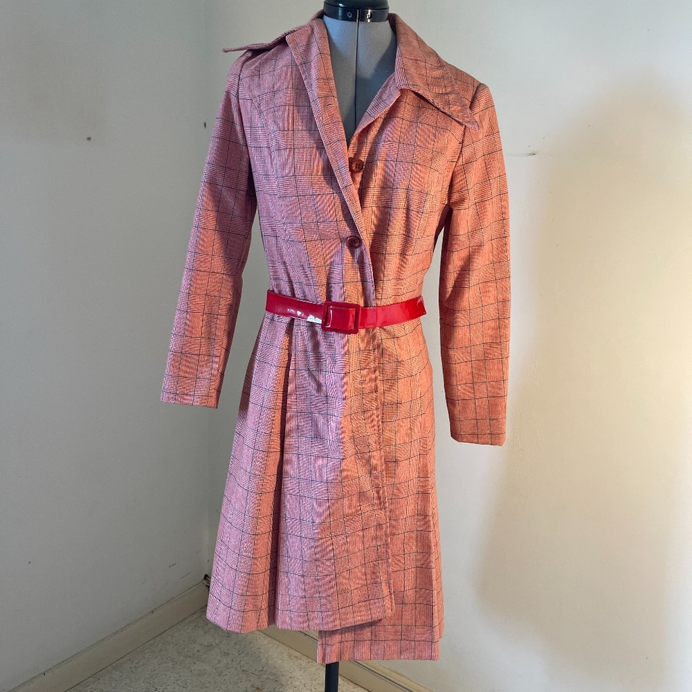 Vintage Plaid Chic Elegant Tailored Trench Coat